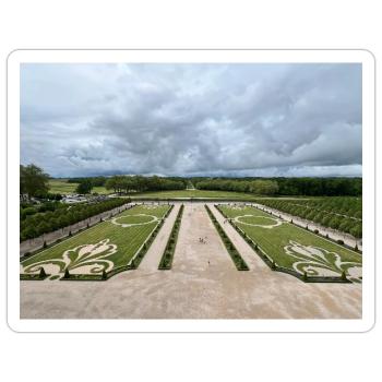 Jardin français du Château de Chambord - Sticker taille S (10 x 10 cm) - blanc mat - Devant