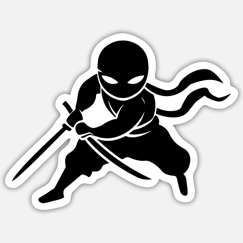 Ninja Samurai - Sticker taille S (10 x 10 cm) - blanc mat