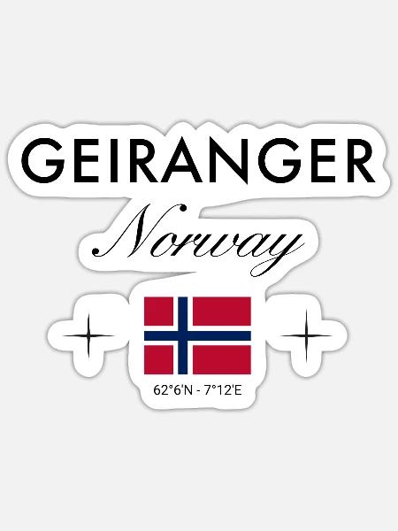 Geiranger Norwegen Koordinaten Reise Souvenir - Sticker Größe S (10 x 10 cm) - Mattweiß
