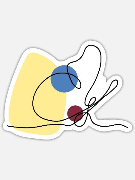 Lineart Schwalbenschwanz mit Farbunterlegung - Sticker Größe S (10 x 10 cm) - Mattweiß