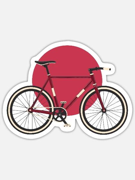 Fixie Fahrrad Japan Style Shirt - Sticker Größe S (10 x 10 cm) - Mattweiß