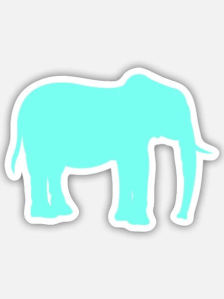 Elefant Silhouette Neon Cyan - Sticker Größe S (10 x 10 cm) - Mattweiß