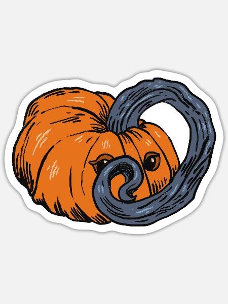 Shy Pumpkin - Kürbislaterne - Sticker Größe S (10 x 10 cm) - Mattweiß
