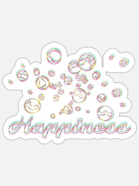 Happiness und Seifenblasen - Sticker Größe S (10 x 10 cm) - Mattweiß