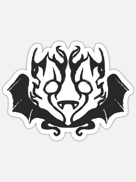 Dunkle Fledermausmaske - Sticker Größe S (10 x 10 cm) - Mattweiß