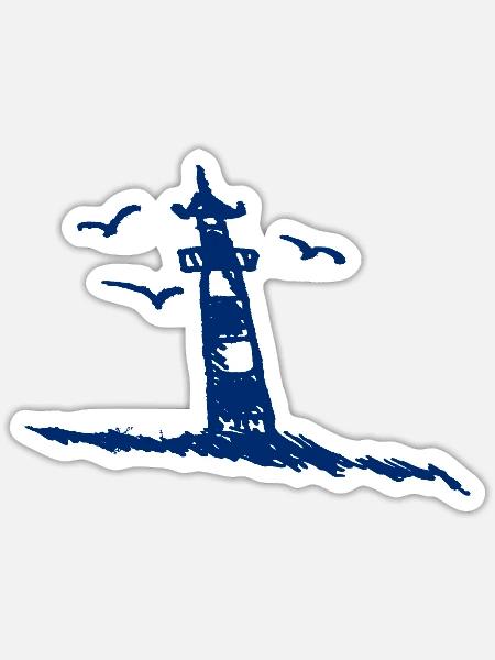 Leuchtturm Ostsee Zeichnung - Sticker Größe S (10 x 10 cm) - Mattweiß