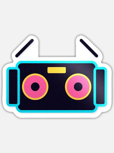 Neon-Pop-Roboter-Gesicht - Sticker Größe S (10 x 10 cm) - Mattweiß