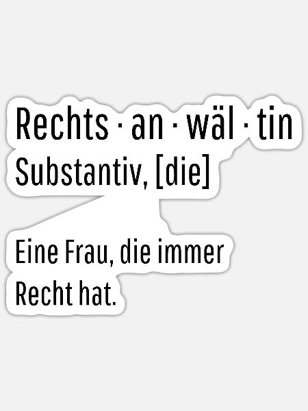 Rechtsanwältin Substantiv Definition Geschenk - Sticker Größe S (10 x 10 cm) - Mattweiß