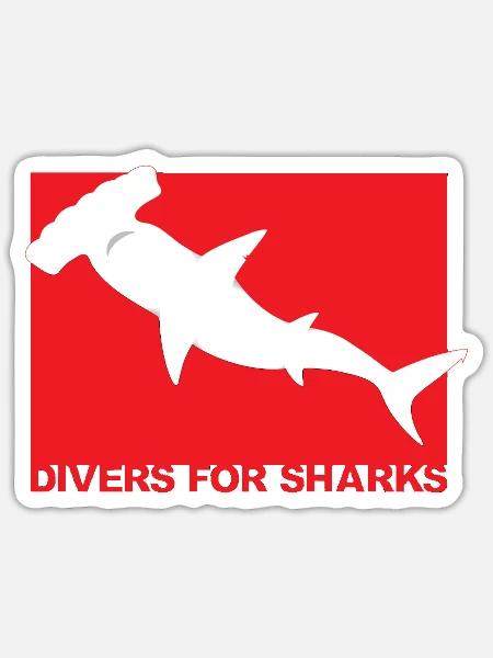 Taucher für Haie - Sticker Größe S (10 x 10 cm) - Mattweiß