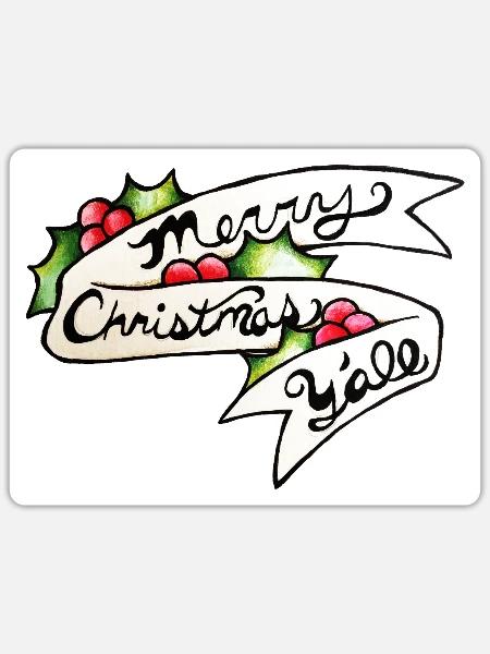 Frohe Weihnachten, ihr alle, Banner - Sticker Größe S (10 x 10 cm) - Mattweiß