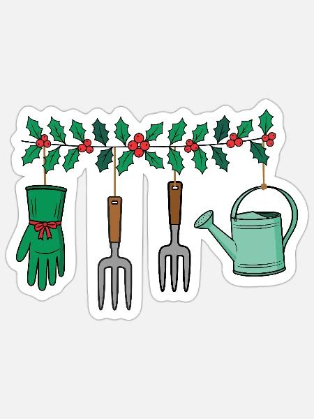 Weihnachtsgarten – ein Geschenk für den Gärtner - Sticker Größe S (10 x 10 cm) - Mattweiß