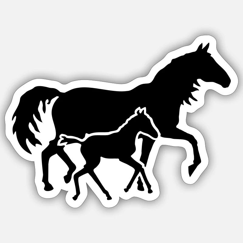 Fohlen mit Stute Sticker Größe S (10 x 10 cm)