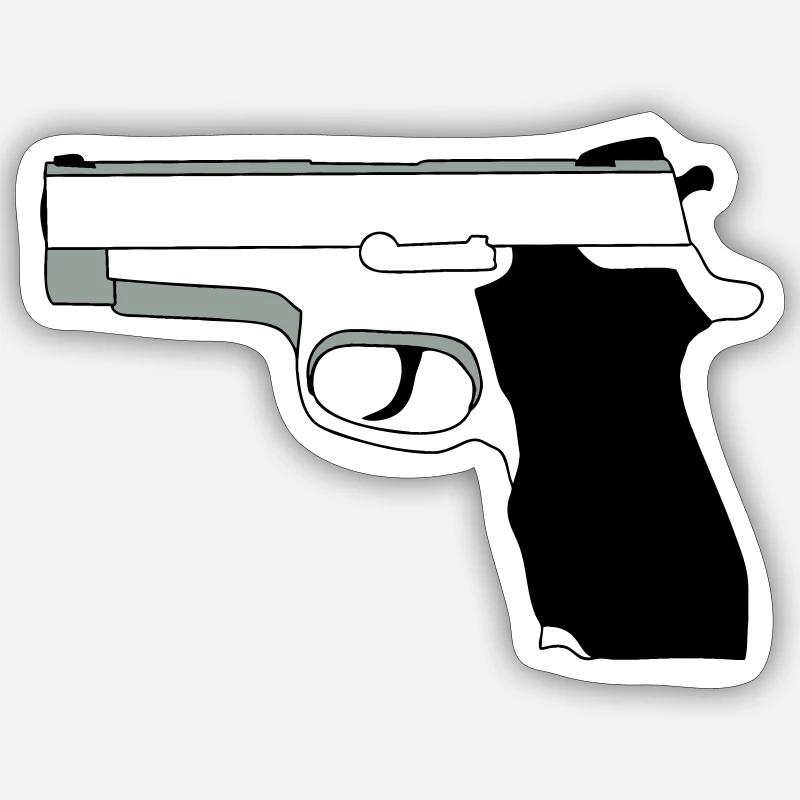 Pistole - Sticker Größe S (10 x 10 cm) - Mattweiß