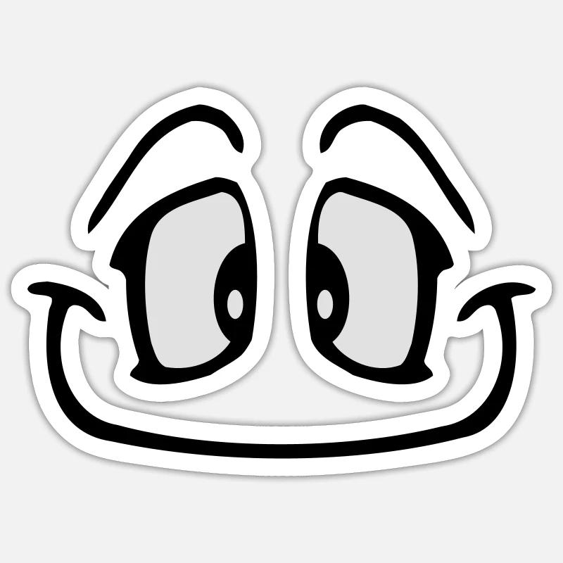 Radiant mignon bande dessinée visage sourire - Sticker taille S (10 x 10 cm) - blanc mat
