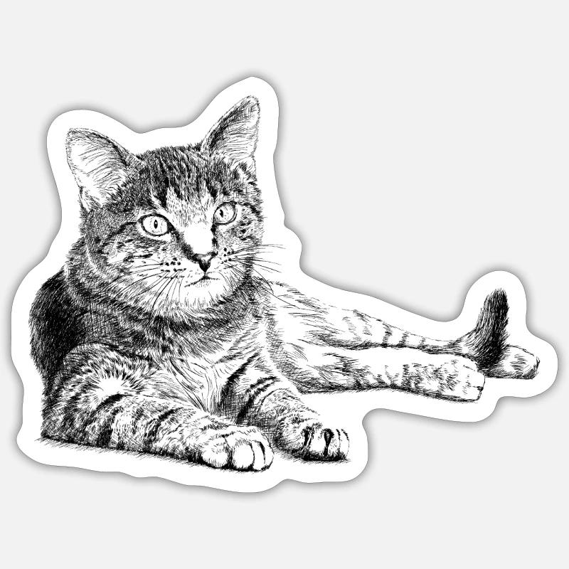 Cat - Sticker size S (10 x 10 cm) - white matte