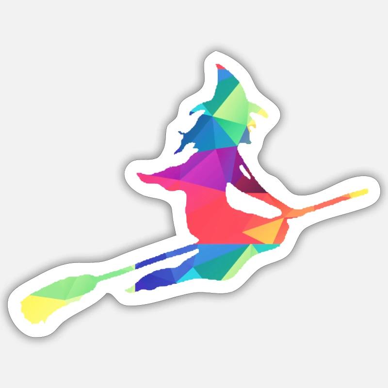 Sorcière colorée Sticker taille S (10 x 10 cm)