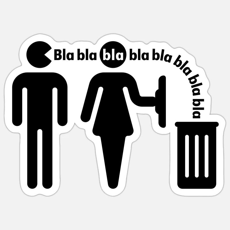 Bla bla bla (m/small) - Sticker Größe S (10 x 10 cm) - Mattweiß