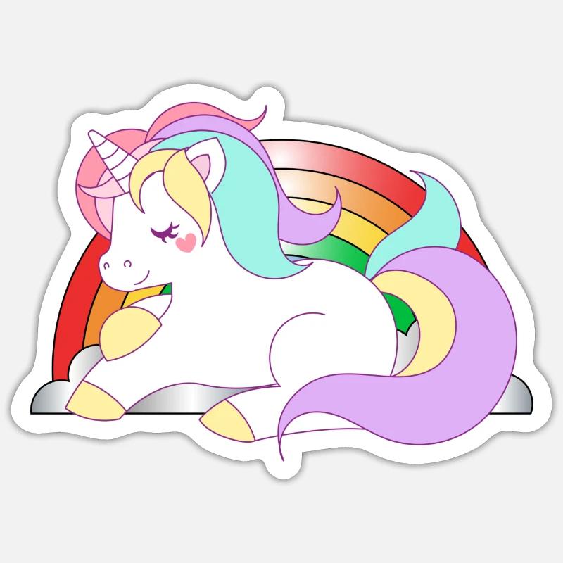 einhorn16 - Sticker taille S (10 x 10 cm) - blanc mat