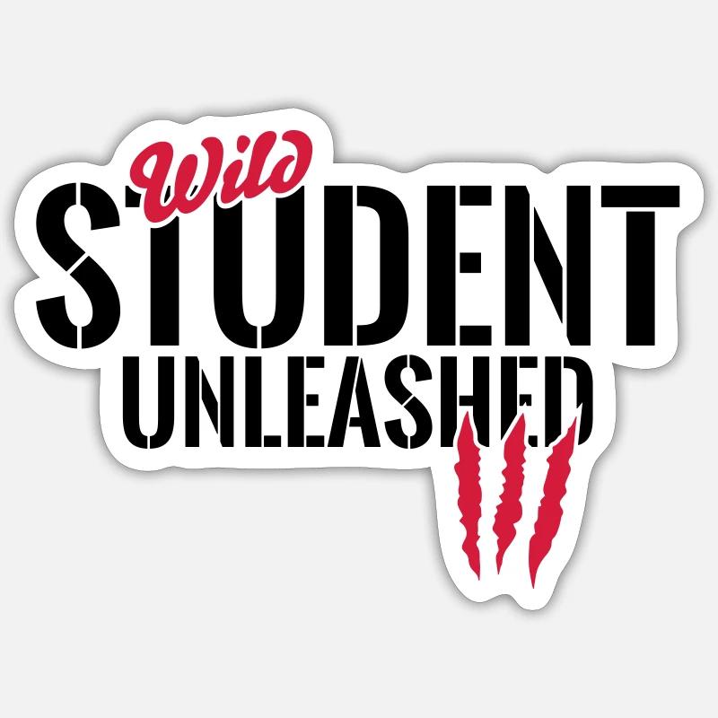 Wilder Student entfesselt - Sticker Größe S (10 x 10 cm) - Mattweiß