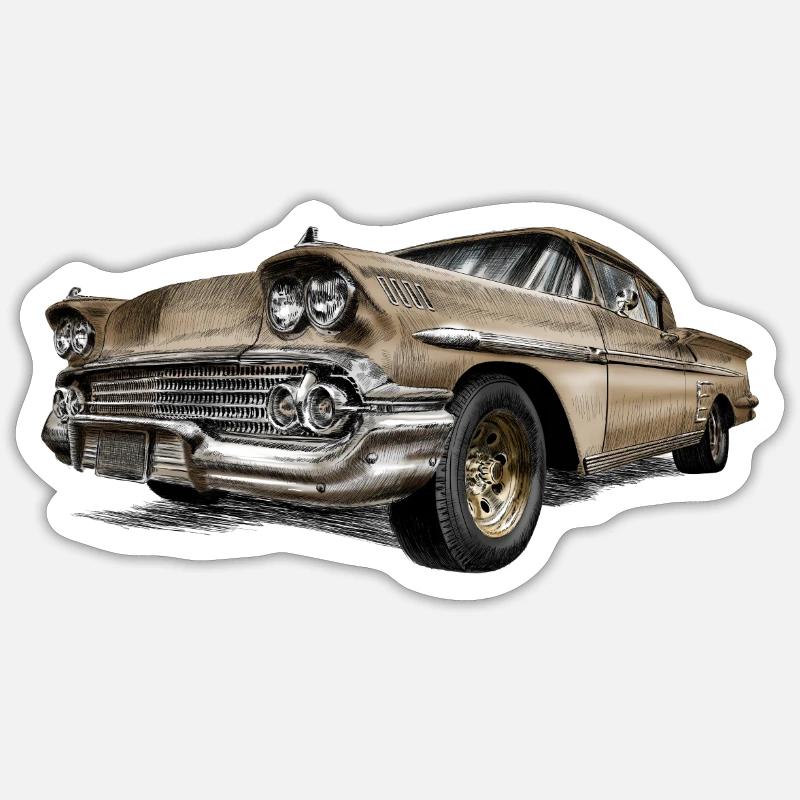 Oldtimer - Sticker Größe S (10 x 10 cm) - Mattweiß