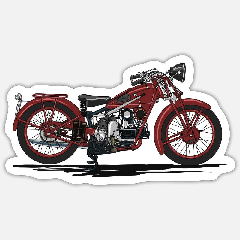 Retro motorcycle - Sticker taille S (10 x 10 cm) - blanc mat