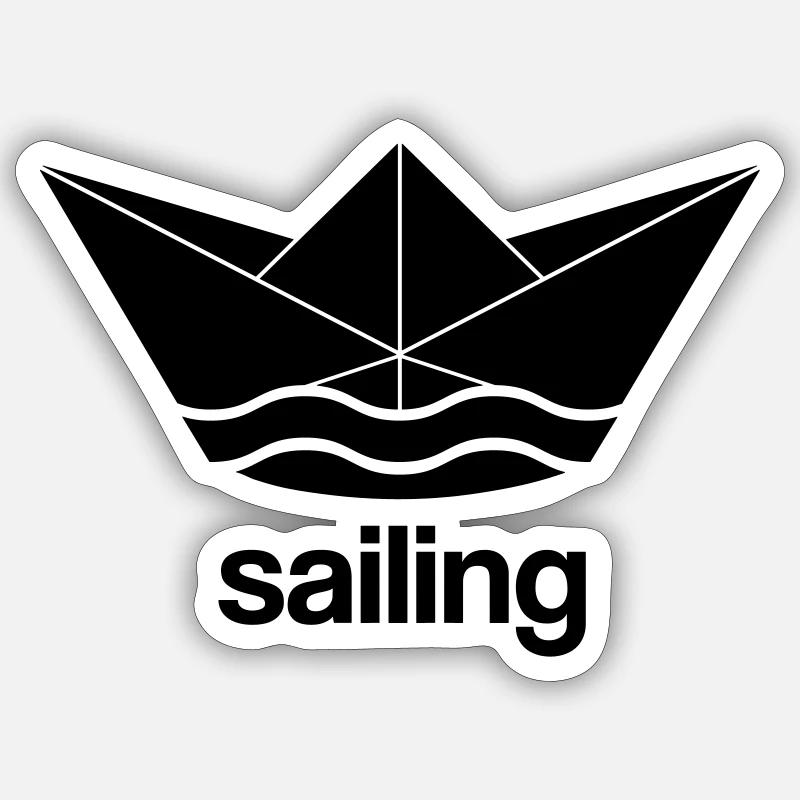 Sailing Design Papieregelschiff - Sticker taille S (10 x 10 cm) - blanc mat