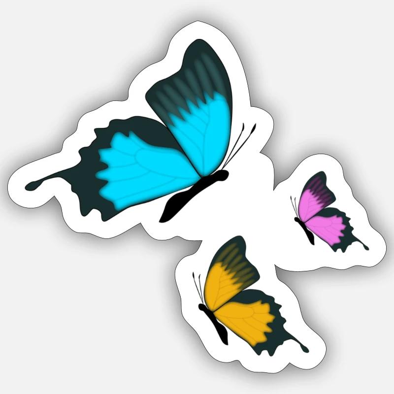 papillons - Sticker taille S (10 x 10 cm) - blanc mat