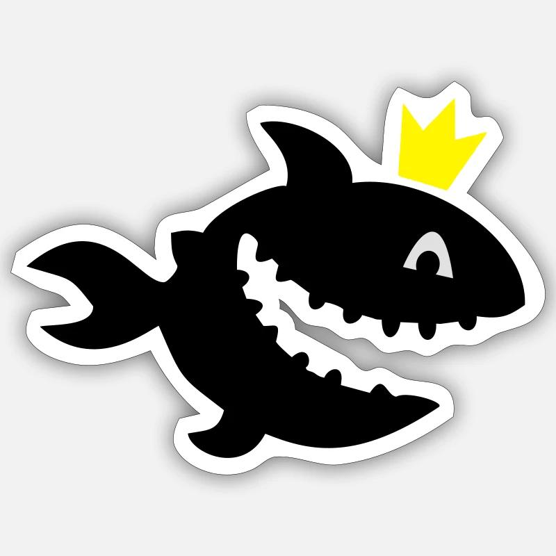 requin - Sticker taille S (10 x 10 cm) - blanc mat