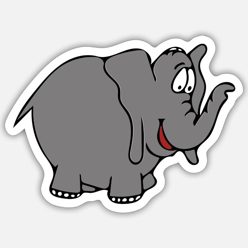 Elefant,Tier,Comic,Kinder - Sticker Größe S (10 x 10 cm) - Mattweiß