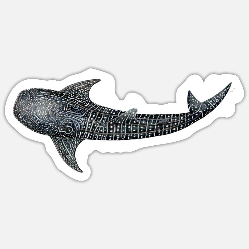 Requin baleine - Sticker taille S (10 x 10 cm) - blanc mat