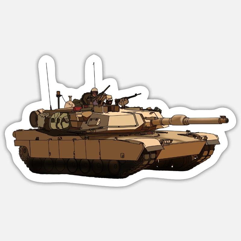 M1 Abrams - Sticker taille S (10 x 10 cm) - blanc mat