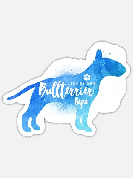 Liebender Bullterrier Papa - Sticker Größe S (10 x 10 cm) - Mattweiß