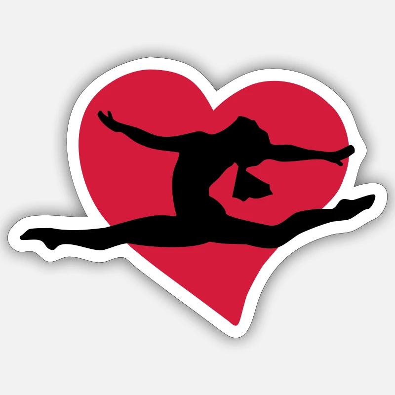 Il mio cuore batte per la ginnastica - Sticker formato S (10 x 10 cm) - bianco opaco