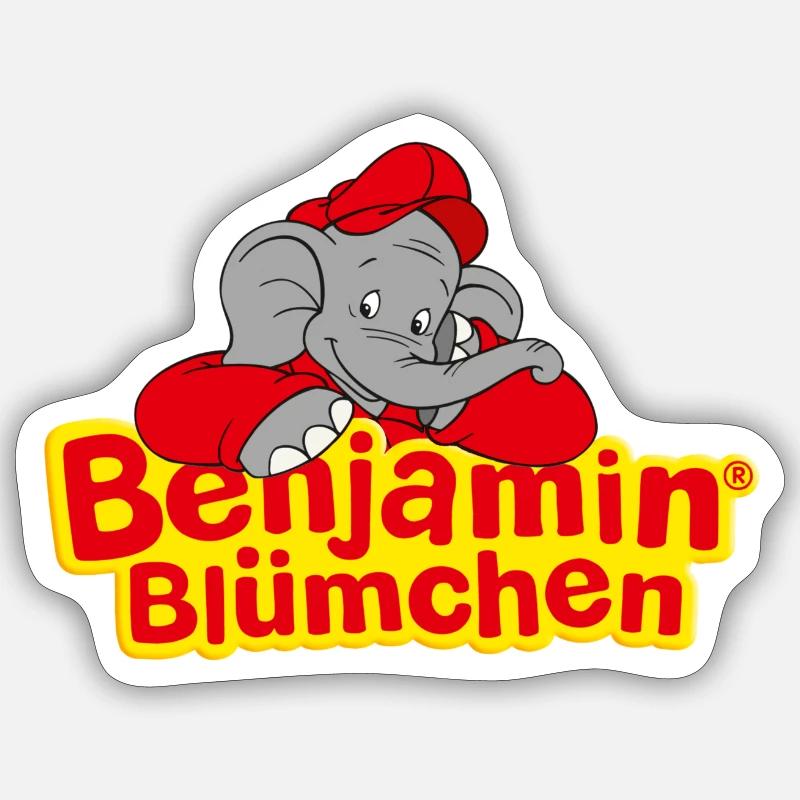 Benjamin Blümchen Schriftzug mit Elefant Logo Sticker Größe S (10 x 10 cm)