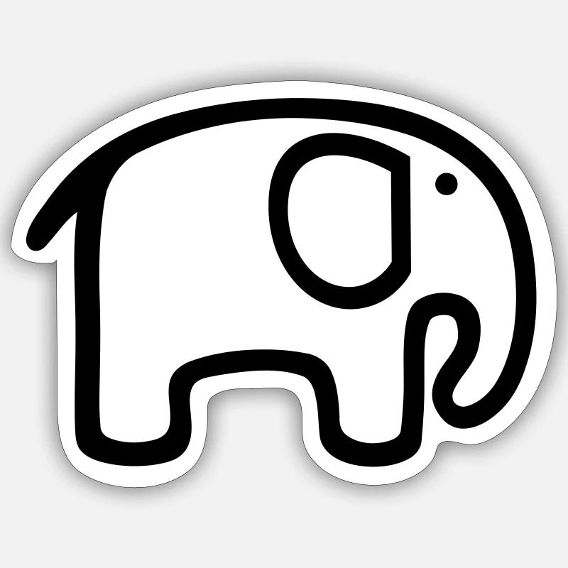 Elefant - Sticker Größe S (10 x 10 cm) - Mattweiß