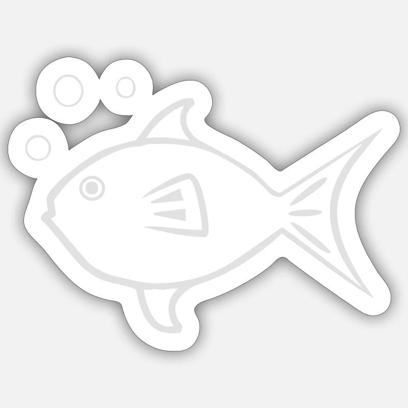 poisson - Sticker taille S (10 x 10 cm) - blanc mat