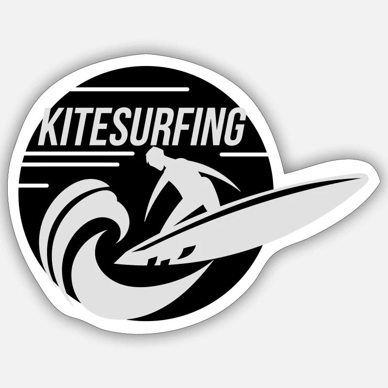 Kitesurfer sur les courses de kiteboard wave - Sticker taille S (10 x 10 cm) - blanc mat