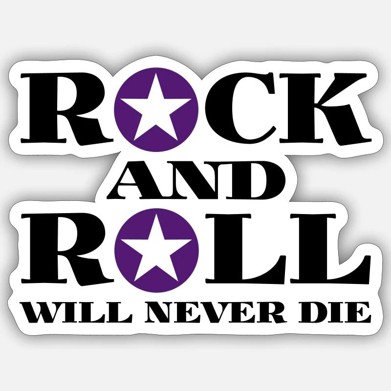Rock and Roll will never - Sticker Größe S (10 x 10 cm) - Mattweiß