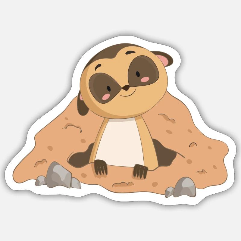 Suricate Mangust - Sticker taille S (10 x 10 cm) - blanc mat