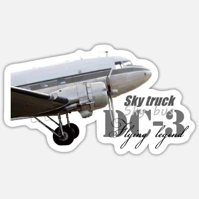 DC-3 - Sticker Größe S (10 x 10 cm) - Mattweiß