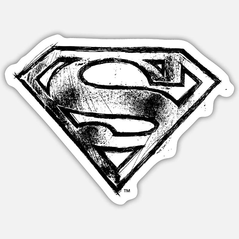Superman S-Shield Logo black and white Sticker size S (10 x 10 cm)