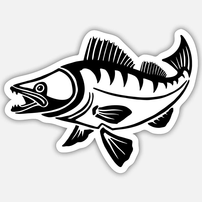 Dernier lancer de pêche au sandre - Sticker taille S (10 x 10 cm) - blanc mat