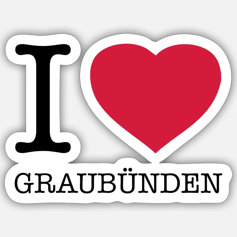 I LOVE GRAUBÜNDEN - Sticker Größe S (10 x 10 cm) - Mattweiß