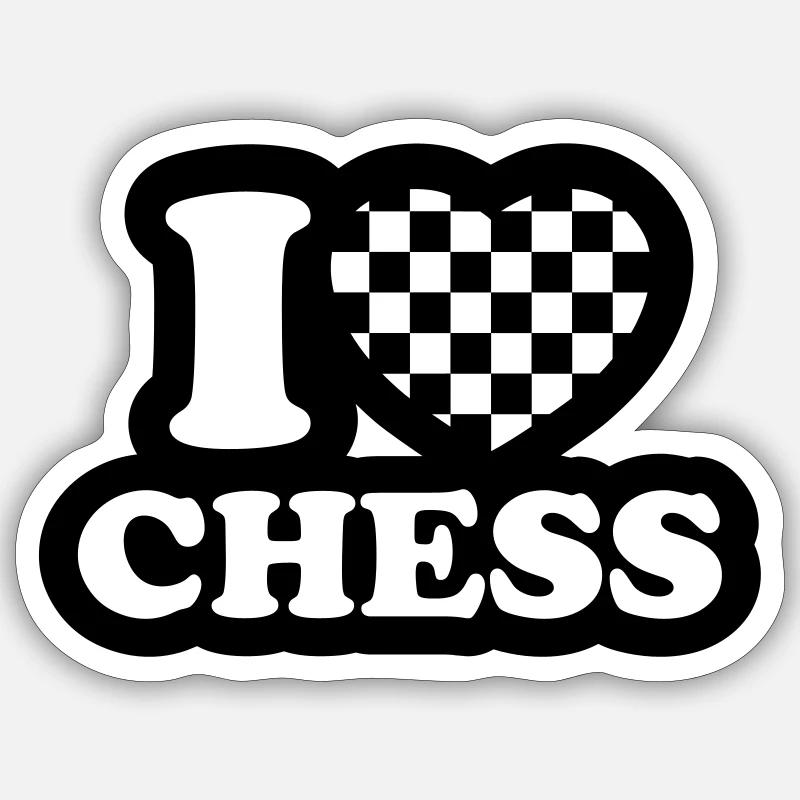 I love chess - Sticker size S (10 x 10 cm) - white matte