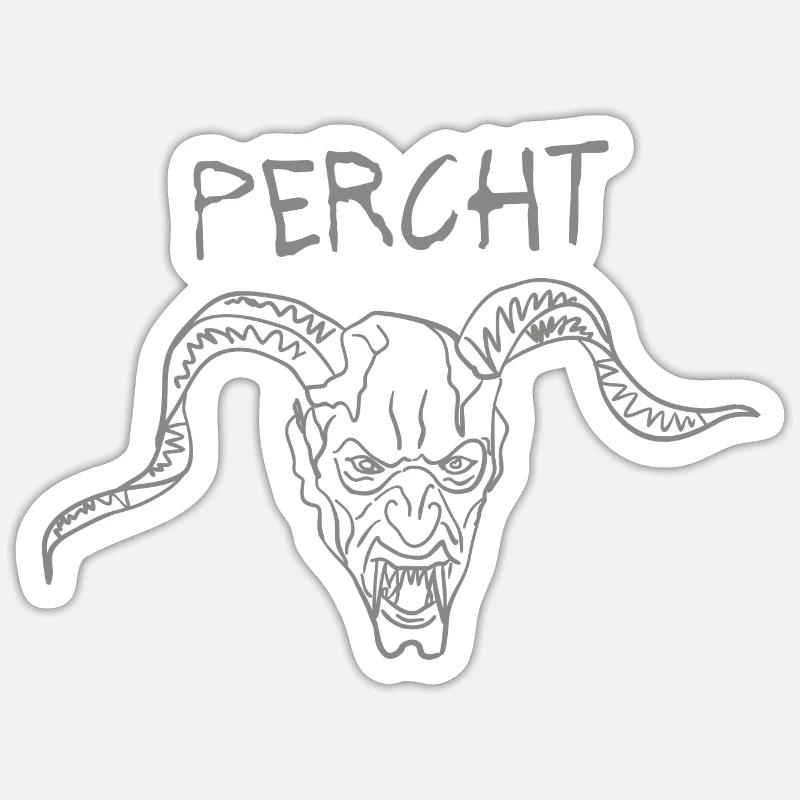 Cadeau Percht - Sticker taille S (10 x 10 cm) - blanc mat