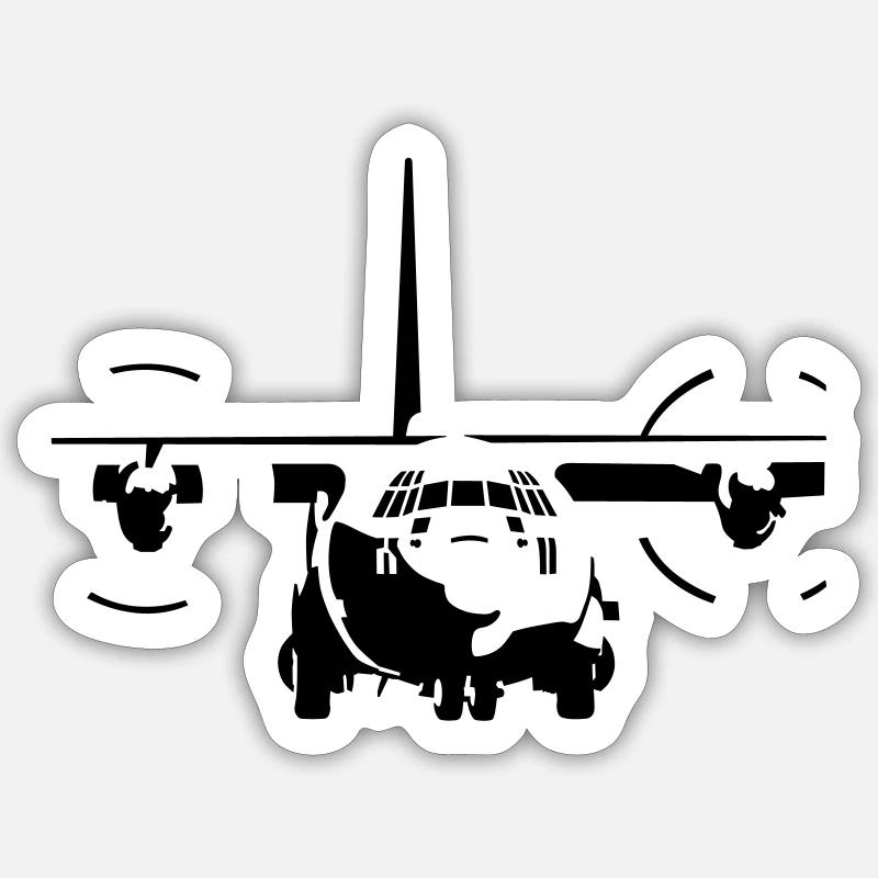 C-130 Hercules - Sticker taille S (10 x 10 cm) - blanc mat