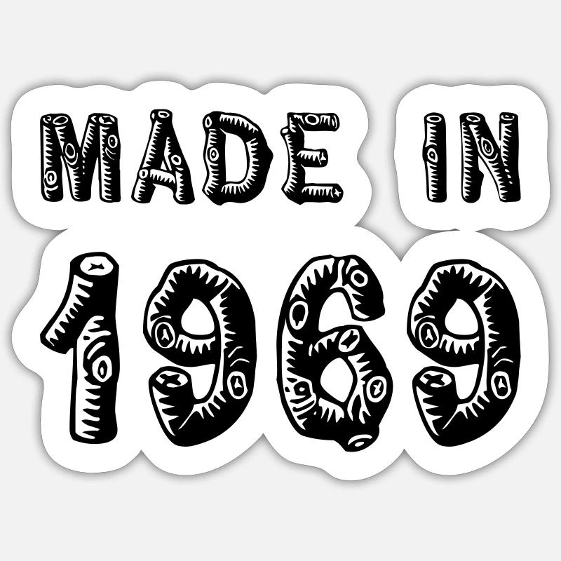 Fabriqué en 1969 - Sticker taille S (10 x 10 cm) - blanc mat