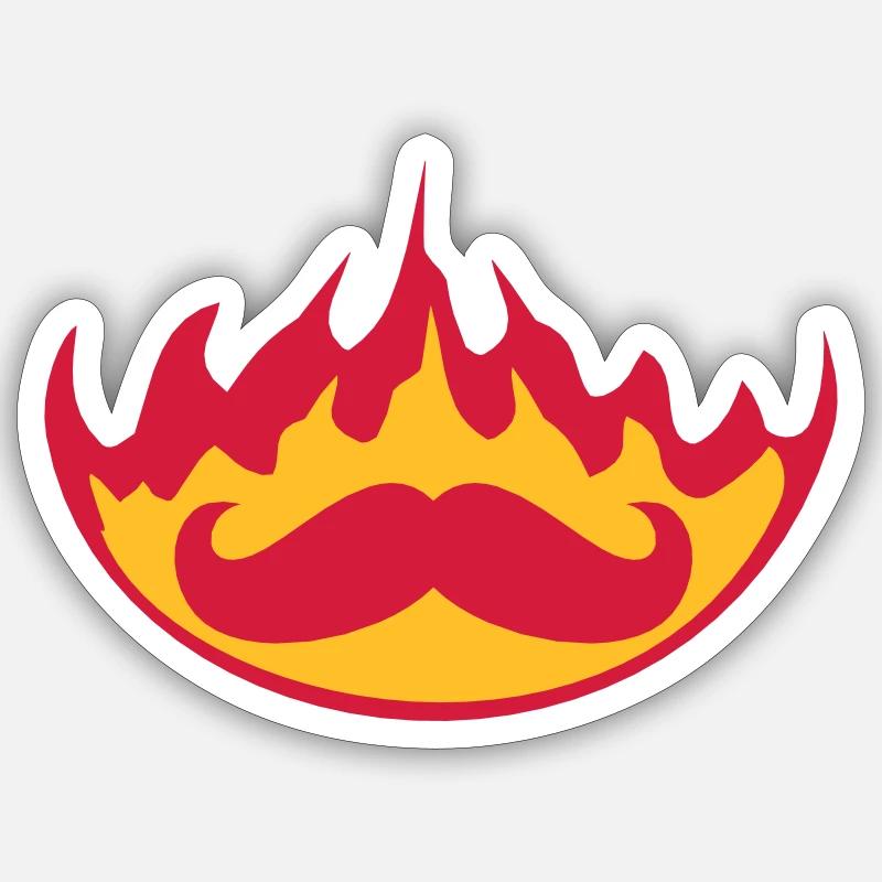 burn fire flames hot torch mustache cord Sticker size S (10 x 10 cm)