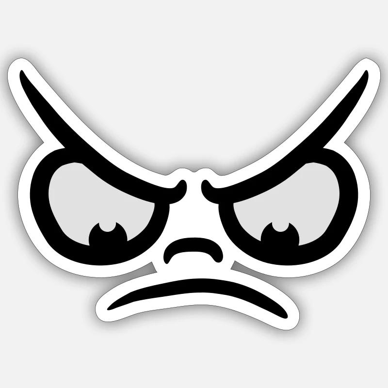 Angry Comic Face - Sticker taille S (10 x 10 cm) - blanc mat