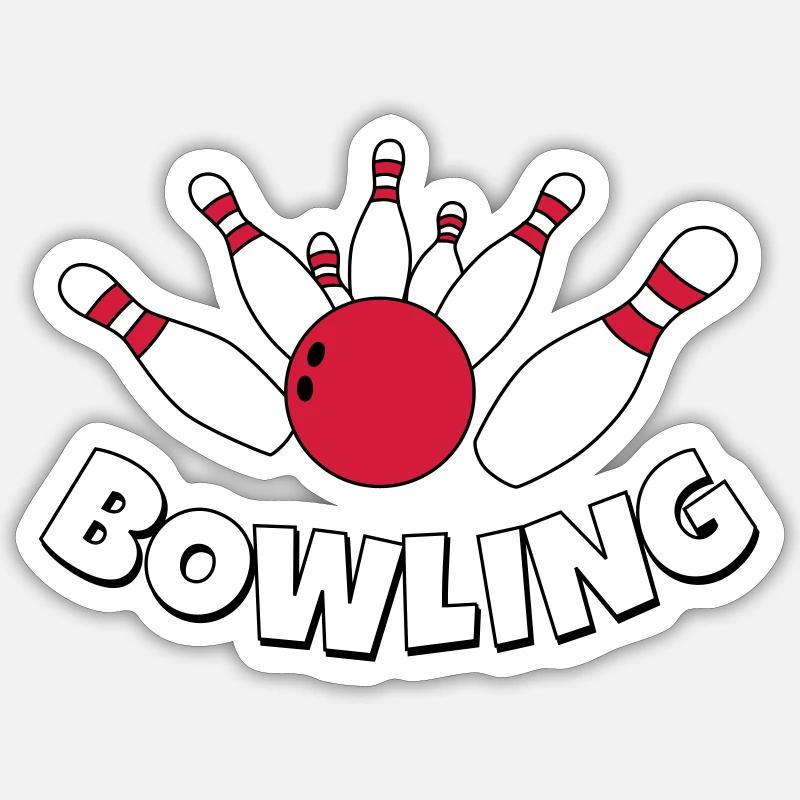 Bowling - Sticker Größe S (10 x 10 cm) - Mattweiß